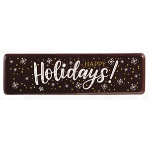 Rectangles Dark choc Happy holidays 7x2 cm