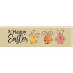 HAPPY EASTER BUNNIES RECTANGLE PLAQUE, WHITE CHOCOLATE