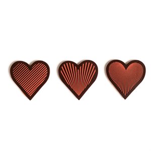 HEART RED LINES ASSORTED, DARK CHOC, 3CM,