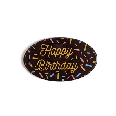 HAPPY BIRTHDAY SPRINKLES OVAL, DARK CHOC, 36PC