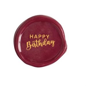 Happy Birthday Wax Seal, Red Chocolate, 63 pcs