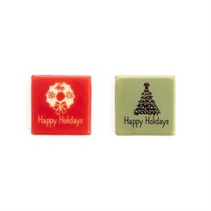 HAPPY HOLIDAYS DUO, WHITE COMP, 3X3CM, 176PCS