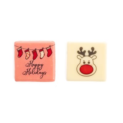 HOLIDAY DEER DUO, WHITE COMP, 3.5X3.5CM, 140PCS