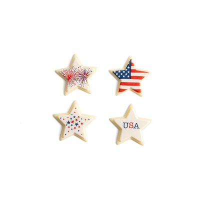 PATRIOTIC STARS, WHITE COMP, 4.5X4.3CM, 96PC