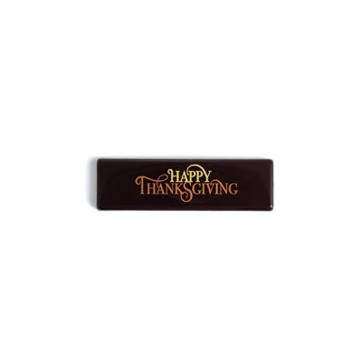 HAPPY THANKSGIVING RECTANGLE, DARK CHOC, 0.8 IN X 2.8 IN, 110 PCS