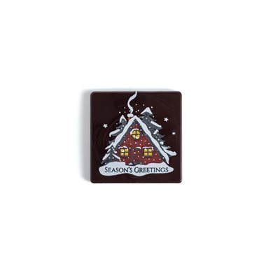 SEASON'S GREETINGS, DARK CHOC, 1.5 IN X 1.5 IN, 96 PCS