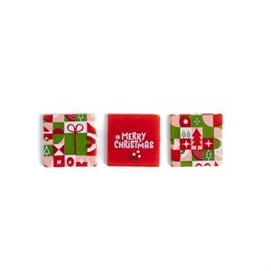 MERRY CHRISTMAS BOXES, WHITE COMP, 1.3 IN X 1.3 IN, 140 PCS