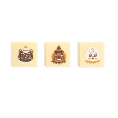 CIRQUE D'HALLOWEEN TRIO SQUARES, WHITE CHOCOLATE, 1.2 IN X 1.2 IN, 176 PCS