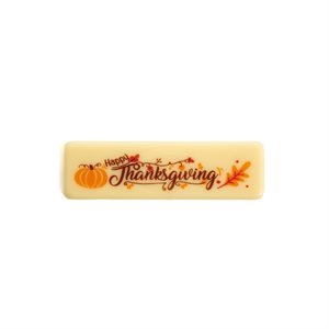 HAPPY THANKSGIVING RECTANGLE, WHITE CHOCOLATE, 2.8 IN X 0.8 IN, 110 PCS