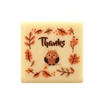 SQUARES WHITE CHOC HAPPY THANKSGIVING 2 DESIGNS 3 CM