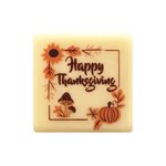 SQUARES WHITE CHOC HAPPY THANKSGIVING 2 DESIGNS 3 CM