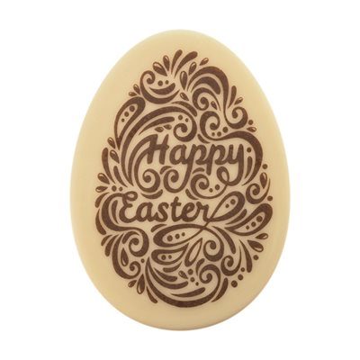 EGGS WHITE CHOC HAPPY EASTER 6,6X4,9 CM