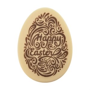 EGGS WHITE CHOC HAPPY EASTER 6,6X4,9 CM