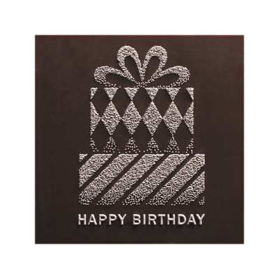 SQUARES DARK CHOC EMBOSSED HAPPY BIRTHDAY 4,5 CM