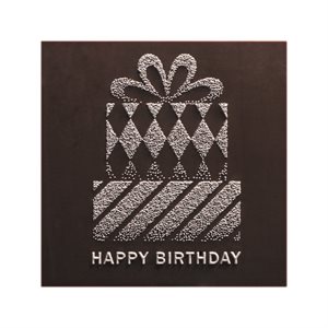 SQUARES DARK CHOC EMBOSSED HAPPY BIRTHDAY 4,5 CM