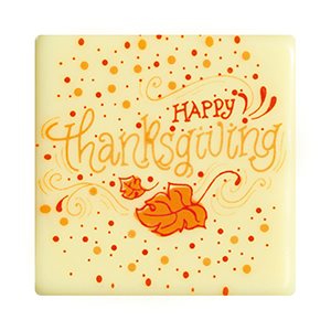 HAPPY THANKSGIVING SQUARES, WHITE CHOCOLATE, 1.5 X 1.5 IN, 96 PCS