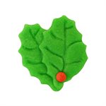 HOLLY LEAVES WITH BERRY, MARZIPAN, 0.9 IN X 1.7 IN, 100 PCS 