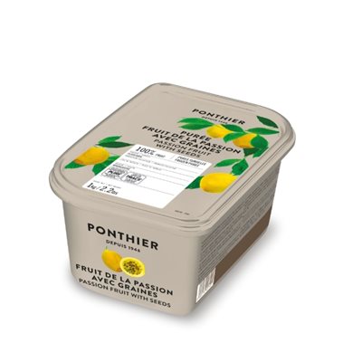PASSION FRUIT WITH SEEDS, FROZEN PUREE, 2.2 LBS / 1 KG 