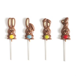 WRAPPED EASTER FUNNY BUNNIES, CHOCOLATE LOLLIPOPS, 36 PCS