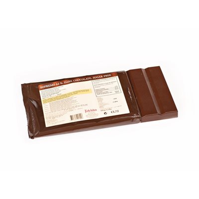 SUPREMO 62% DARK COUVERTURE BAR, SUGAR-FREE, 500g / 1.1lbs