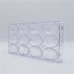 POLYCARBONATE MOLD EGG 64MM 12 FIG 27.5X13.5X2.4CM