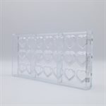 POLYCARBONATE MOLD HEARTS 7 FIG 27.5X13.5X2.4CM