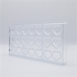POLYCARBONATE MOLD HEARTS 7 FIG 27.5X13.5X2.4CM