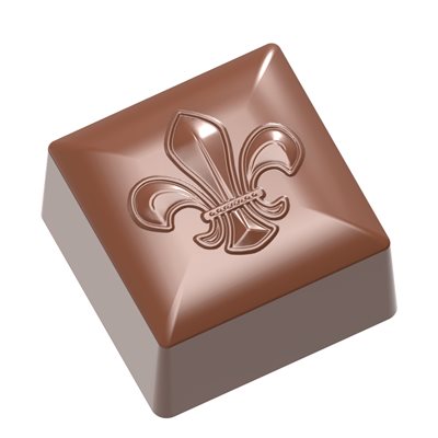 CHOC. MOULD SQUARE FLEUR DE LYS 27.5X13.5X2.4CM