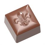 CHOC. MOULD SQUARE FLEUR DE LYS 27.5X13.5X2.4CM
