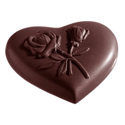 POLYCARBONATE MOLD HEART ROSE 27.5X17.5X2.4CM