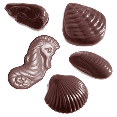 CHOC. MOLD SEAFRUIT ASSORTED 8 FIG 27.5X17.5X2.4CM