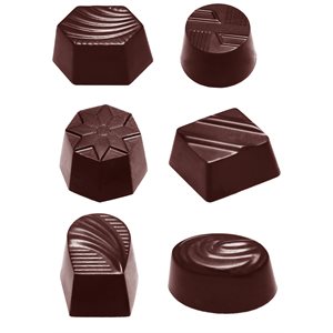 CHOC. MOULD ASSORTMENT SMALL 6 FIG 27.5X17.5X2.4CM