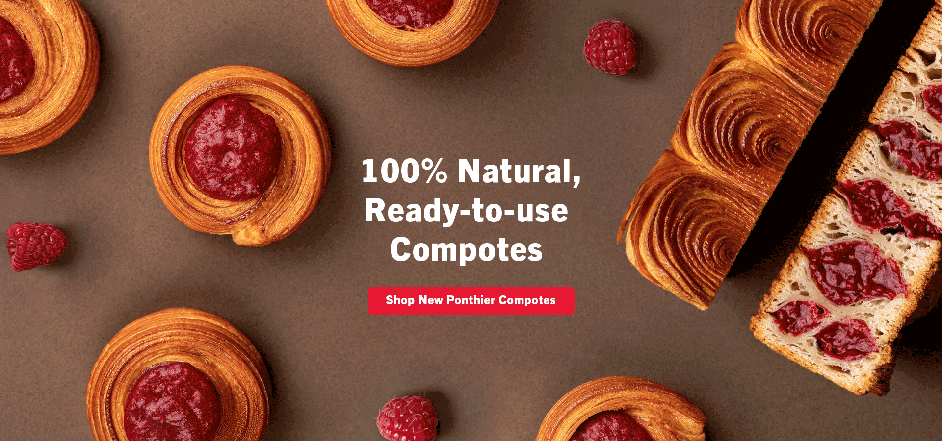Ready-to-use Raspberry Compote inside buttery puff pastry vienoisserie