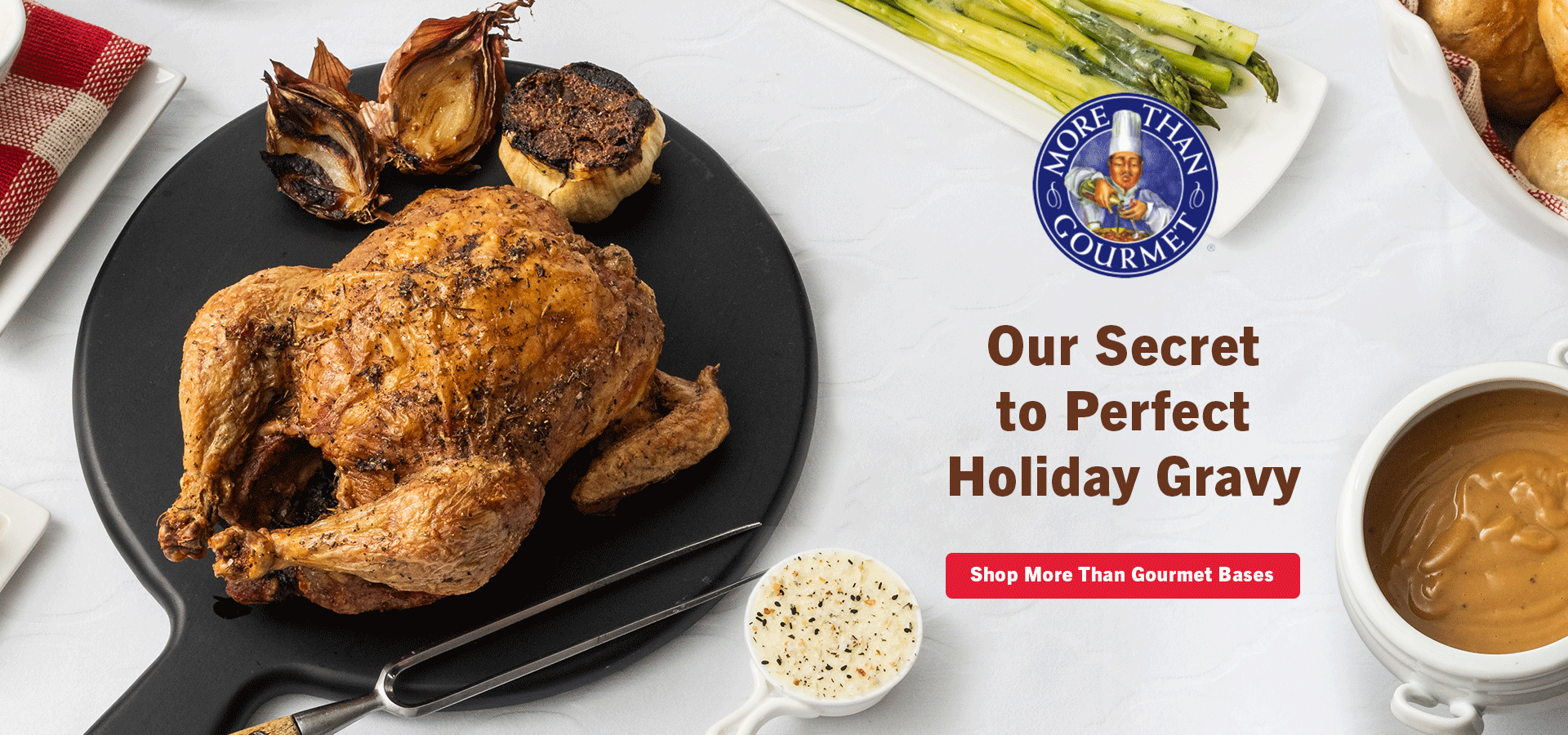 Roasted turkey with rich gravy tablescape 