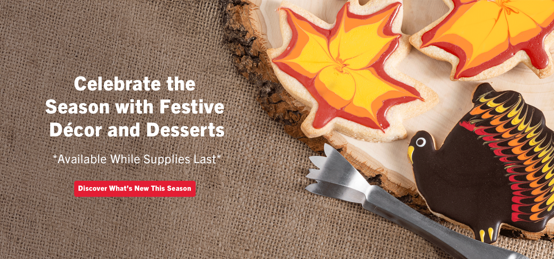 Thanksgiving fall cookies shaped like a turkey and a maple leaf